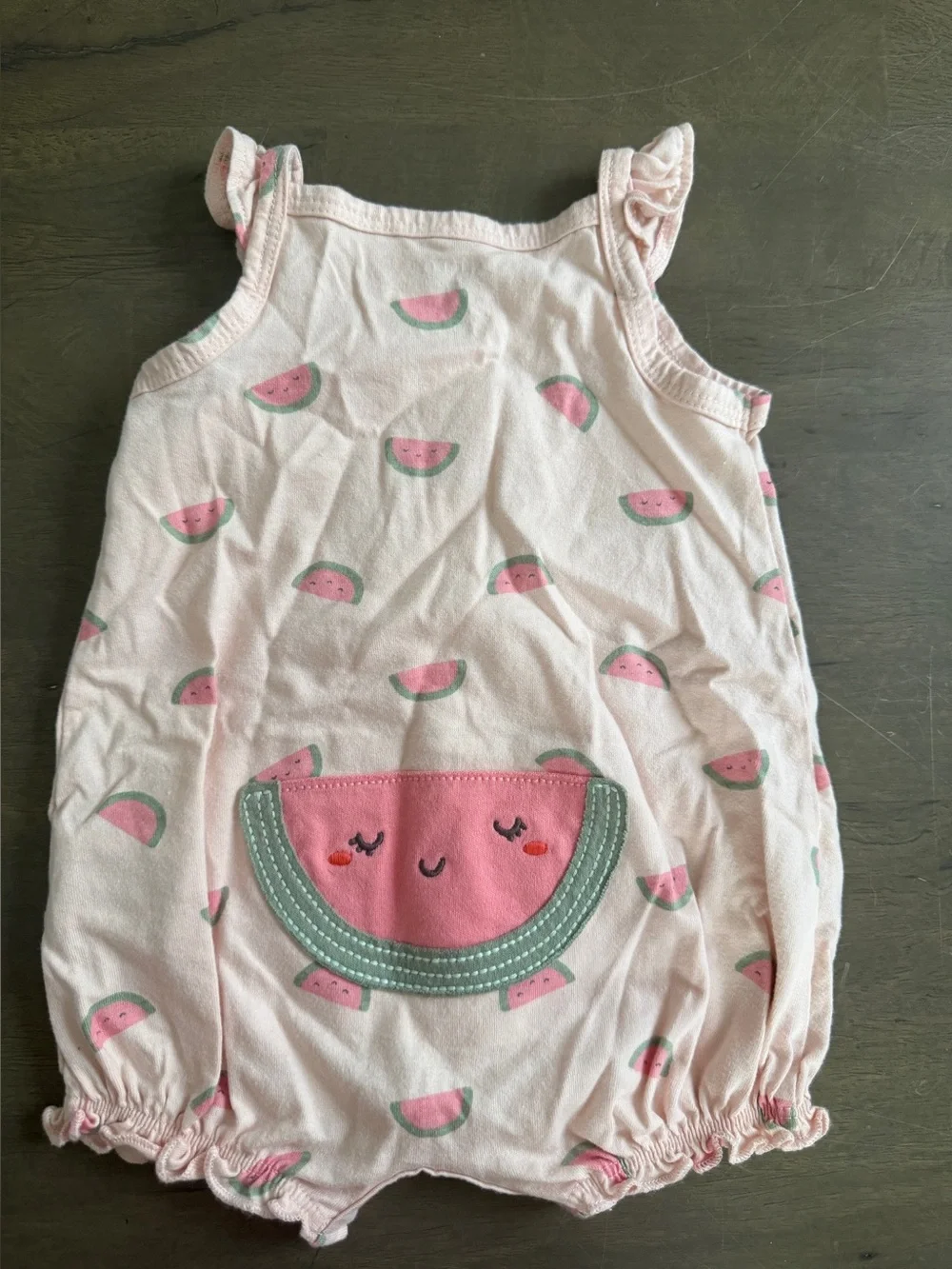 Carter's Baby Girls Knit Cotton Watermelon Romper One-Piece Sleeveless Button